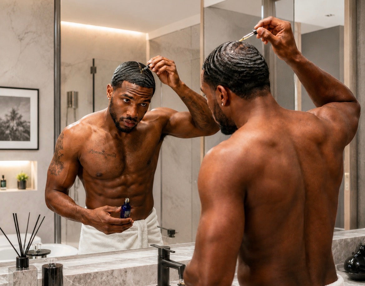 Man applying Hydra Hair Care Anti-Dōt Men&